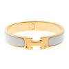 Hermes Clic Clac H Gold Tone White Enamel Narrow Bracelet PM For Women -Deals Hermes Store luxury women hermes used accessories p163434 005