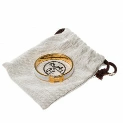 Hermes Clic Clac H Gold Tone White Enamel Narrow Bracelet PM For Women -Deals Hermes Store luxury women hermes used accessories p163434 007