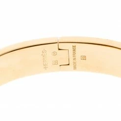 Hermes Clic Clac H Navy Blue Enamel Gold Plated Narrow Bracelet PM For Women -Deals Hermes Store luxury women hermes used accessories p164608 004