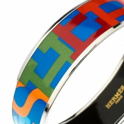 Hermes Capitales Multicolored Enamel Palladium Plated Wide Bracelet For Women -Deals Hermes Store luxury women hermes used accessories p166144 002