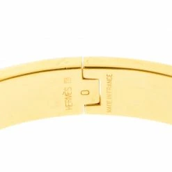 Hermes Clic Clac H White Enamel Gold Tone Narrow Bracelet PM For Women -Deals Hermes Store luxury women hermes used accessories p166179 001