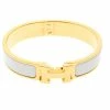 Hermes Clic Clac H White Enamel Gold Tone Narrow Bracelet PM For Women 2 Hermes Clic Clac H White Enamel Gold Tone Narrow Bracelet PM For Women -Deals Hermes Store luxury women hermes used accessories p166179 005