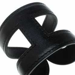 Hermes Ano Black Leather Adjustable Cuff Bracelet For Women 11 Hermes Ano Black Leather Adjustable Cuff Bracelet For Women -Deals Hermes Store luxury women hermes used accessories p167270 002