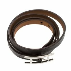 Hermes Hapi 3 Grey Leather Palladium Plated Wrap Bracelet S For Women -Deals Hermes Store luxury women hermes used accessories p168144 007