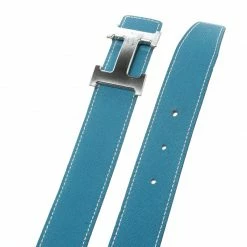 Hermes Sky Blue/White Leather Reversible Silver Brushed Finished H Buckle Belt 95cm For Women 11 Hermes Sky Blue/White Leather Reversible Silver Brushed Finished H Buckle Belt 95cm For Women -Deals Hermes Store luxury women hermes used accessories p169309 003
