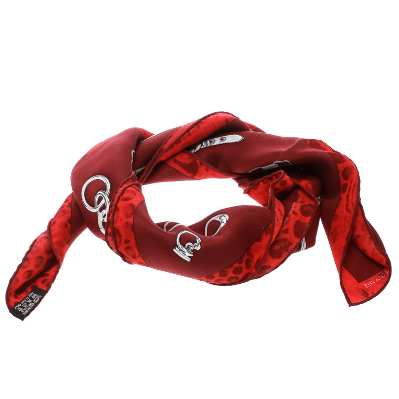 Hermes Maroon Chaines Et Gourmettes Printed Silk Square Scarf For Women 3 Hermes Maroon Chaines Et Gourmettes Printed Silk Square Scarf For Women