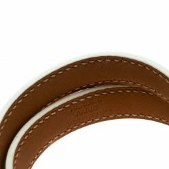 Hermes Kelly Double Tour White Leather Gold Plated Wrap Bracelet For Women -Deals Hermes Store luxury women hermes used accessories p174640 001