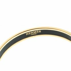 Hermes Balcons Du Guadalquivir Printed Enamel Gold Plated Bangle Bracelet For Women -Deals Hermes Store luxury women hermes used accessories p174733 001