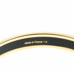 Hermes Balcons Du Guadalquivir Printed Enamel Gold Plated Bangle Bracelet For Women -Deals Hermes Store luxury women hermes used accessories p174733 005