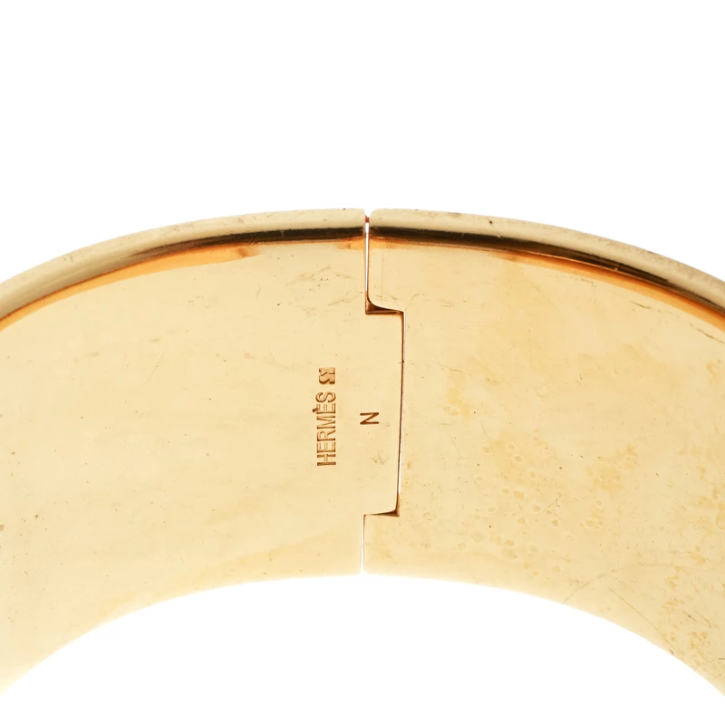 Hermes Clic Clac H Black Enamel Gold Plated Extra Wide Bracelet GM For Women 8 Hermes Clic Clac H Black Enamel Gold Plated Extra Wide Bracelet GM For Women - Image 6