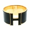 Hermes Clic Clac H Black Enamel Gold Plated Extra Wide Bracelet GM For Women -Deals Hermes Store luxury women hermes used accessories p175751 005