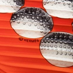 Hermes Orange Balles De Golf Printed Plisse Silk Diamond Scarf For Women -Deals Hermes Store luxury women hermes used accessories p175753 004