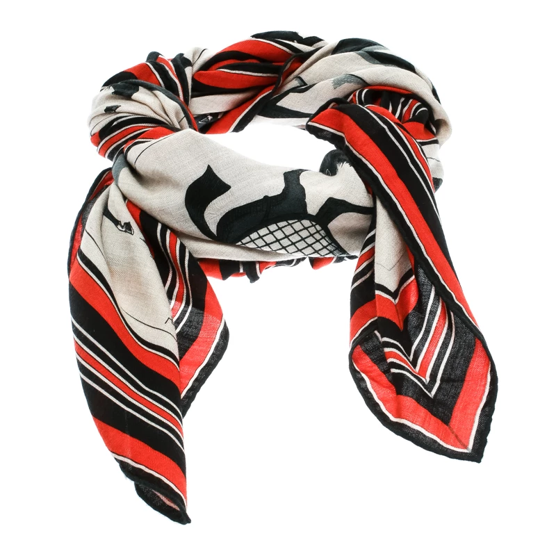 Hermes Multicolor Couvertures Et Tenues De Jour Printed Cashmere And Silk Scarf For Women 5 Hermes Multicolor Couvertures Et Tenues De Jour Printed Cashmere And Silk Scarf For Women - Image 3