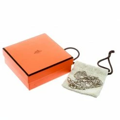 Hermes Rose De Mer Silver Long Station Necklace For Women -Deals Hermes Store luxury women hermes used accessories p177272 007