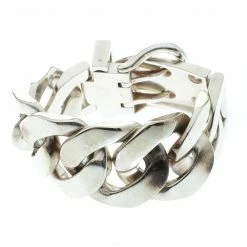 Hermes Boucle Sellier Silver Chain Link Bracelet TGM For Women