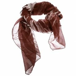 Hermes Brown And White Floral Print Silk Chiffon Square Scarf For Women -Deals Hermes Store luxury women hermes used accessories p177334 002