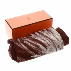 Hermes Brown And White Floral Print Silk Chiffon Square Scarf For Women -Deals Hermes Store luxury women hermes used accessories p177334 006