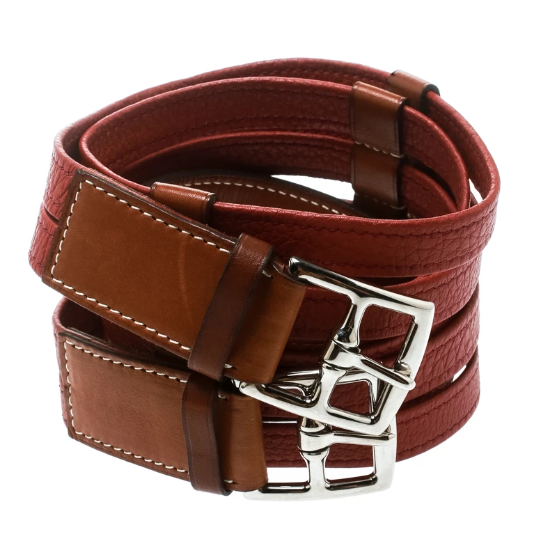 Hermes Two Tone Brown Leather Double Etriviere Belt 75 CM For Women 4 Hermes Two Tone Brown Leather Double Etriviere Belt 75 CM For Women - Image 2