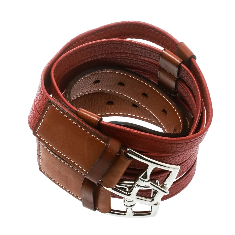 Hermes Two Tone Brown Leather Double Etriviere Belt 75 CM For Women 5 Hermes Two Tone Brown Leather Double Etriviere Belt 75 CM For Women - Image 3