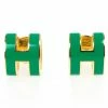 Hermes Pop H Green Lacquer Earrings For Women -Deals Hermes Store luxury women hermes used accessories p17800 001