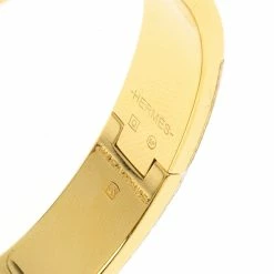 Hermes Clic Clac H Bleu Nuit Enamel Gold Plated Bracelet For Women -Deals Hermes Store luxury women hermes used accessories p17867 004