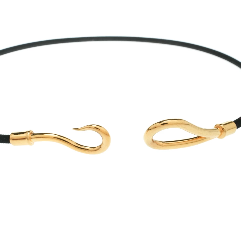 Hermes Jumbo Hook Black Cord Double Wrap Bracelet For Women 6 Hermes Jumbo Hook Black Cord Double Wrap Bracelet For Women - Image 4