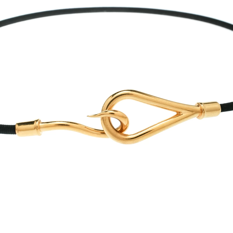 Hermes Jumbo Hook Black Cord Double Wrap Bracelet For Women 4 Hermes Jumbo Hook Black Cord Double Wrap Bracelet For Women - Image 2