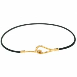 Hermes Jumbo Hook Black Cord Double Wrap Bracelet For Women