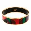 Hermes Perspective Cavaliere Multicolor Enamel Gold Plated Wide Bangle Bracelet For Women -Deals Hermes Store luxury women hermes used accessories p180150 004