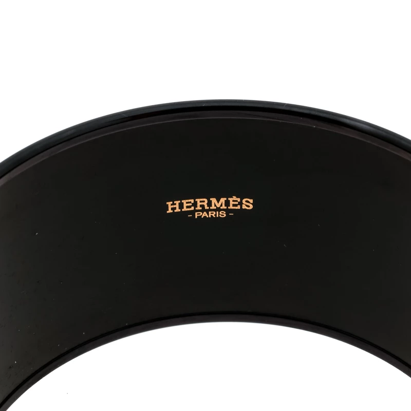 Hermes Multicolor Feather Printed Enamel Extra Wide Bangle Bracelet For Women 8 Hermes Multicolor Feather Printed Enamel Extra Wide Bangle Bracelet For Women - Image 6