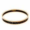 Hermes Multicolor Printed Enamel Gold Plated Narrow Bangle Bracelet For Women