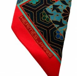 Hermes Multicolor Horse Printed Silk Twilly Scarf For Women -Deals Hermes Store luxury women hermes used accessories p180640 003