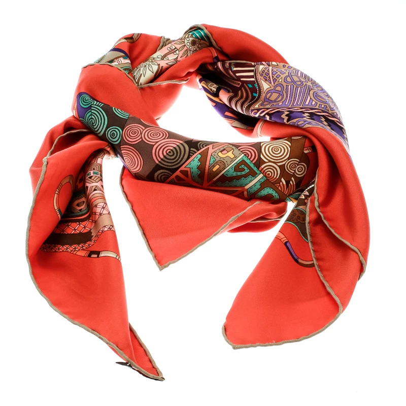 Hermes Multicolor Voyage En Etoffes Printed Silk Square Scarf For Women 4 Hermes Multicolor Voyage En Etoffes Printed Silk Square Scarf For Women - Image 2