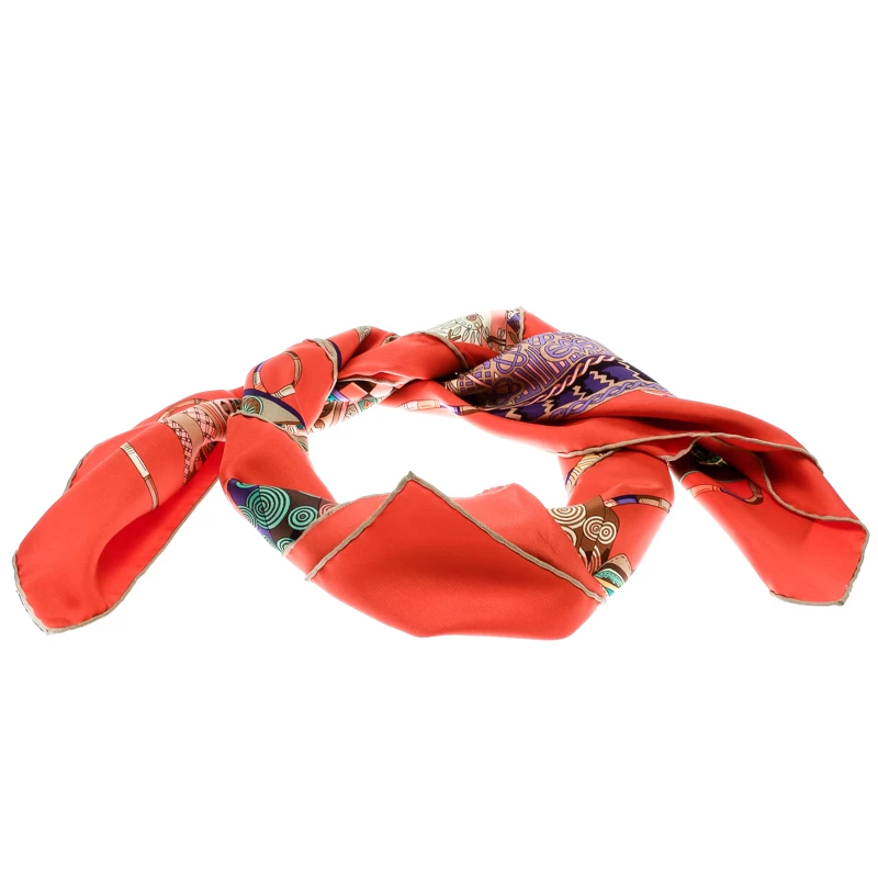 Hermes Multicolor Voyage En Etoffes Printed Silk Square Scarf For Women 3 Hermes Multicolor Voyage En Etoffes Printed Silk Square Scarf For Women