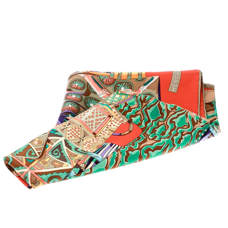 Hermes Multicolor Voyage En Etoffes Printed Silk Square Scarf For Women 6 Hermes Multicolor Voyage En Etoffes Printed Silk Square Scarf For Women - Image 4