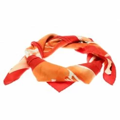 Hermes Orange Sur Les Rives Du Leman Printed Silk Square Scarf For Women