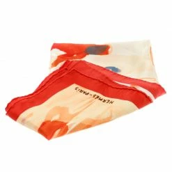 Hermes Orange Sur Les Rives Du Leman Printed Silk Square Scarf For Women -Deals Hermes Store luxury women hermes used accessories p180734 004