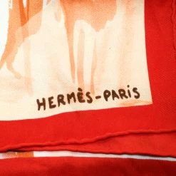 Hermes Orange Sur Les Rives Du Leman Printed Silk Square Scarf For Women -Deals Hermes Store luxury women hermes used accessories p180734 005