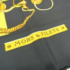 Hermes Black/Yellow Mors Et Filets Printed Silk Square Scarf For Women -Deals Hermes Store luxury women hermes used accessories p181006 003