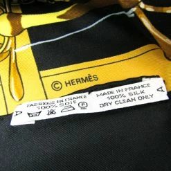 Hermes Black/Yellow Mors Et Filets Printed Silk Square Scarf For Women -Deals Hermes Store luxury women hermes used accessories p181006 005