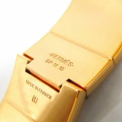 Hermes Charniere Printed Enamel Gold Plated Wide Uni Bracelet For Women -Deals Hermes Store luxury women hermes used accessories p181010 007