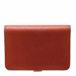 Hermes Vermillon Togo Leather Palladium Hardware Dogon Card Holder For Women -Deals Hermes Store luxury women hermes used accessories p182945 006