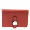 Hermes Vermillon Togo Leather Palladium Hardware Dogon Card Holder For Women -Deals Hermes Store luxury women hermes used accessories p182945 009