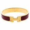 Hermes Clic Clac H Rouge De Chine Enamel Gold Plated Narrow Bracelet PM For Women 1 Hermes Clic Clac H Rouge De Chine Enamel Gold Plated Narrow Bracelet PM For Women -Deals Hermes Store luxury women hermes used accessories p186310 005