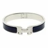 Hermes Clic Clac H Blue Indigo Enamel Palladium Plated Narrow Bracelet PM For Women -Deals Hermes Store luxury women hermes used accessories p186329 006
