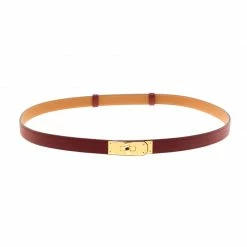 Hermes Rouge Casaque Epsom Leather Gold Hardware Kelly Belt Size 96.5cm For Women
