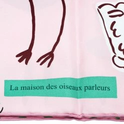 Hermes Pink Printed Silk La Maison Des Oiseaux Parleurs Square Scarf For Women -Deals Hermes Store luxury women hermes used accessories p193827 001