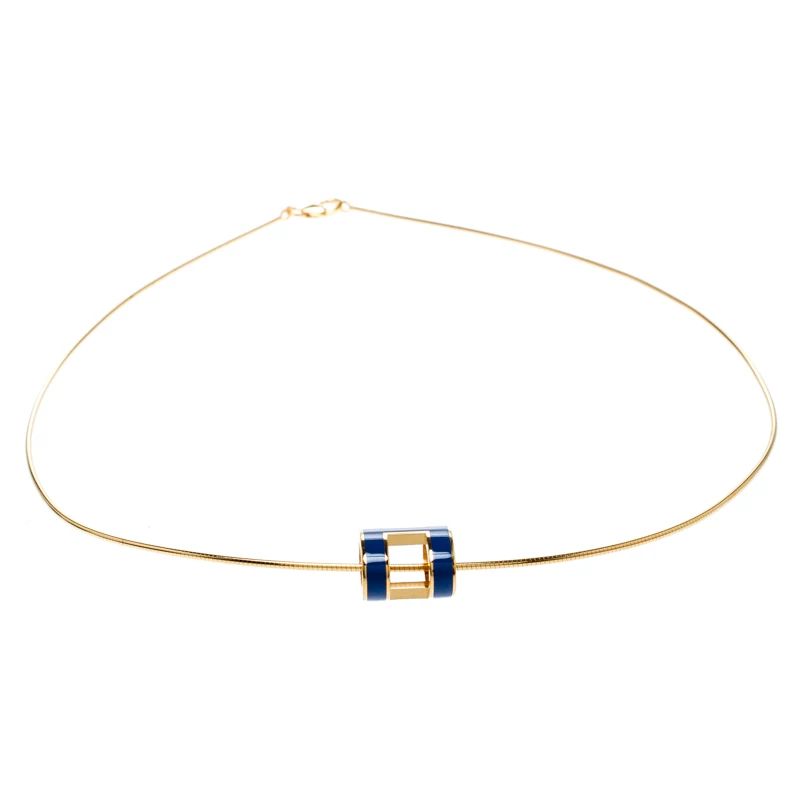 Hermes Pop H Royal Blue Lacquer Gold Plated Pendant Necklace For Women 5 Hermes Pop H Royal Blue Lacquer Gold Plated Pendant Necklace For Women - Image 3
