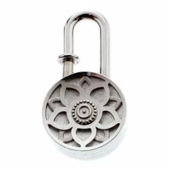 Hermes Palladium Plated Lotus Cadena Lock Charm For Women