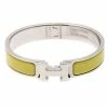 Hermes Clic-Clac H Citron Yellow Enamel Palladium Plated Narrow Bracelet PM For Women